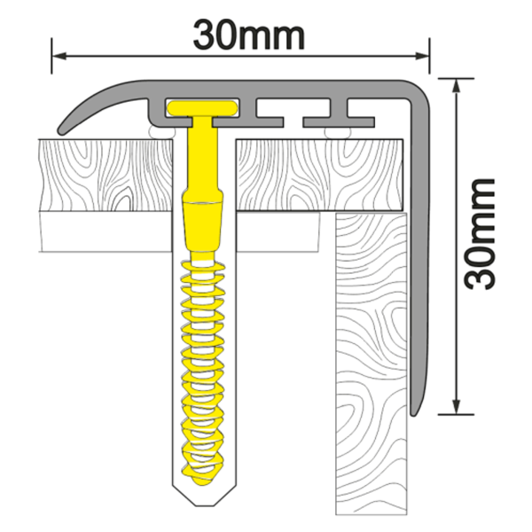 30mm x 30mm UPVC Stair Nosing Trim for Stair Treads