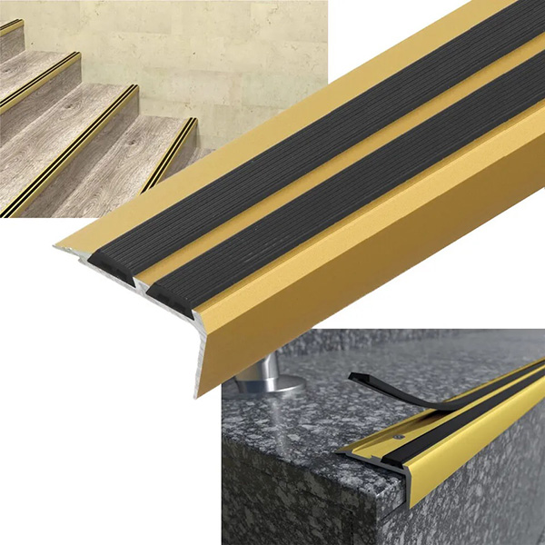 900mm Aluminium Non Slip Rubber Stair Edge Nosing Trim for Wood Carpet