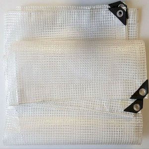 400gsm Heavy Duty Mesh Clear Waterproof Tarpaulin Reinforced Cover Mono Sheet