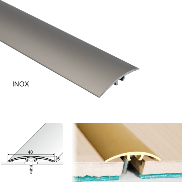 Door Threshold for connecting wooden, laminate, carpet, vinyl or tiled floors Anodised Aluminium