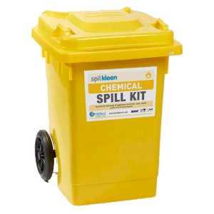 80L Chemical Spill Kit- Yellow Wheelie Bin 