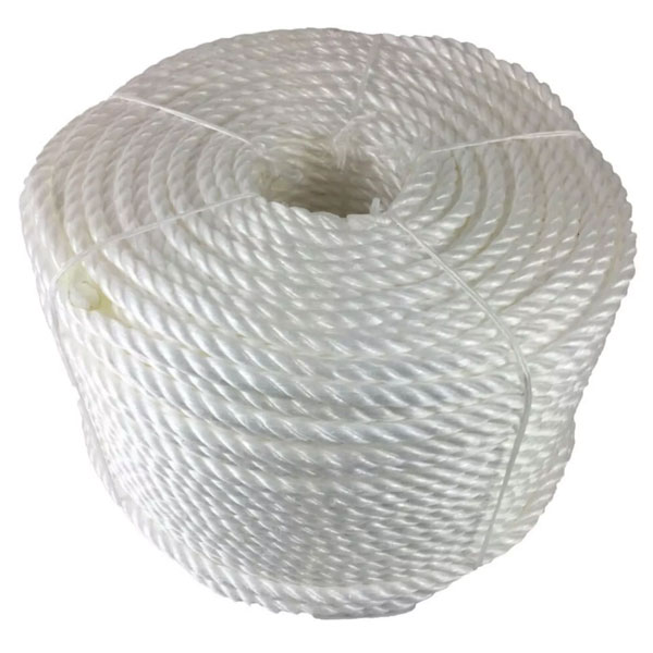 8mm Thick Polypropylene White 3 Strand Rope Nylon Lightweight Coil