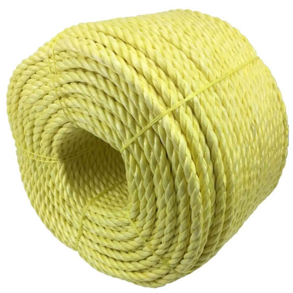 8mm Thick Lightweight Polypropylene Twisted Yellow Coil 3 Strand Nylon Rope