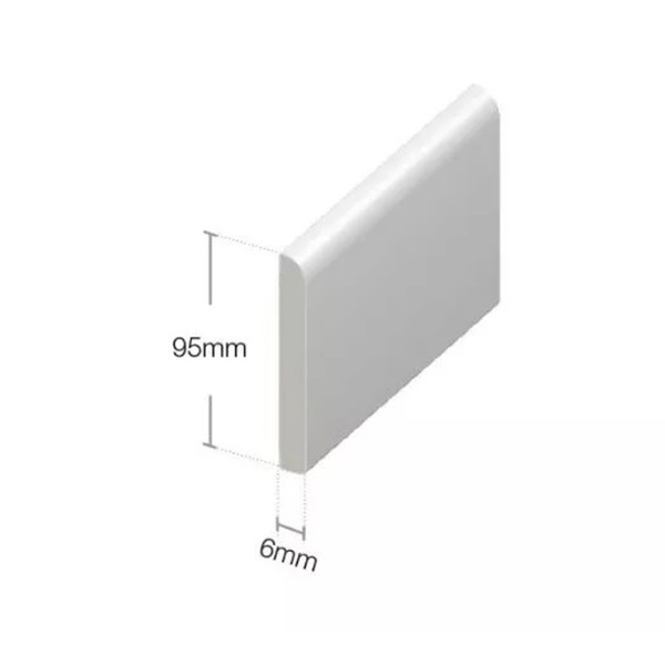 950mm UPVC Plastic Architrave White Skirting Board -  Pack of 5 Window / Door Trim 