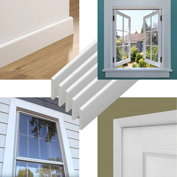 950mm UPVC Plastic Architrave White Skirting Board -  Pack of 5 Window / Door Trim 