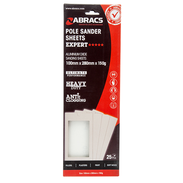 Abracs Anti-Clogging Pole Sander Sheets 100mm x 280mm (25 Pack)