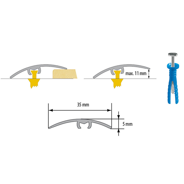 Push In Almunium Door Bars Threshold Strip Transition Trim Laminate Tiles