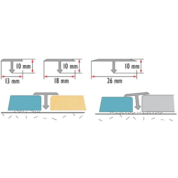 Aluminium 2.5m T Bar Threshold Trim Door Strip Profile