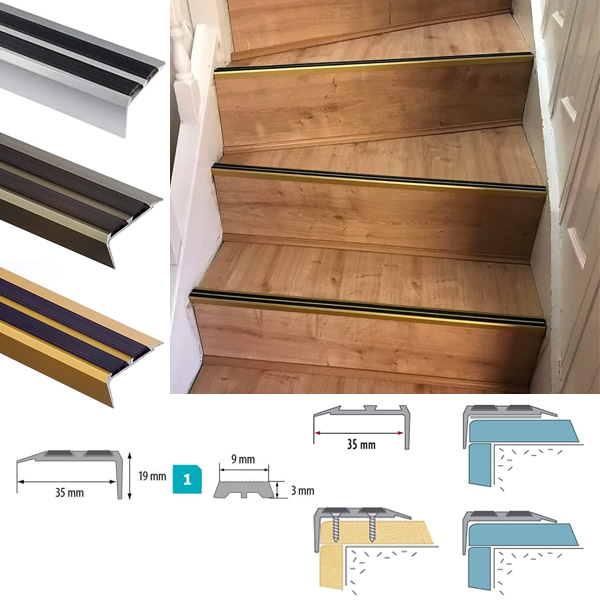 Aluminium Screw Fix Anti Slip Stair Edge Nosing Trim