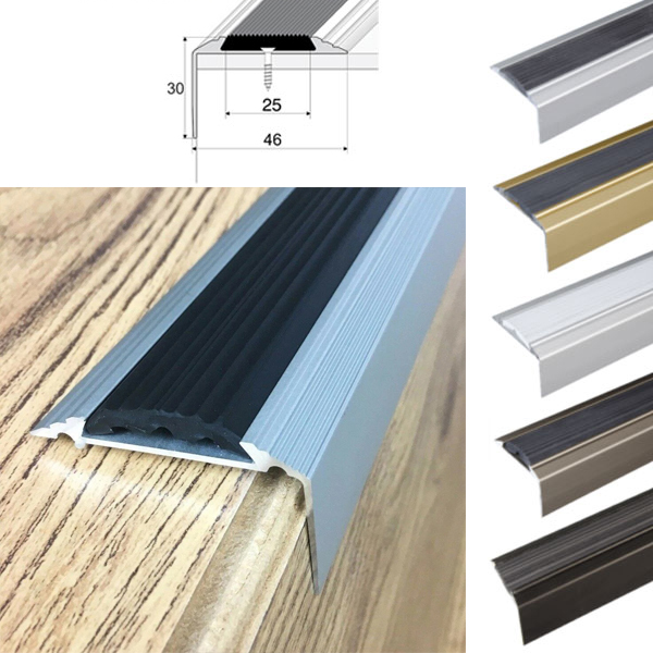 Aluminium Anti-Slip Stair Nosing Edge Trim With Rubber Insert