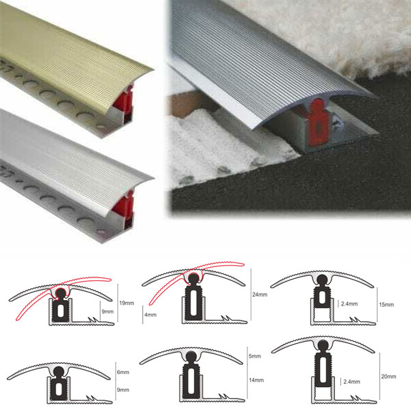 Aluminium Door Threshold T Bar Trim Adjustable Height/Pivots Easy Clip