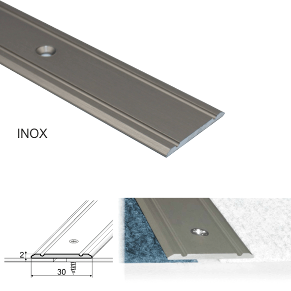 Aluminium Flat Door Threshold  Screw fix For Wooden, Laminate, Carpet Vinyl Flooring