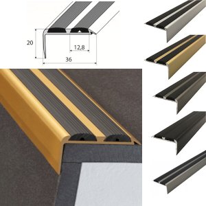 Aluminium Non Slip Rubber Stair Nosing Edge Trim With Rubber Inserts