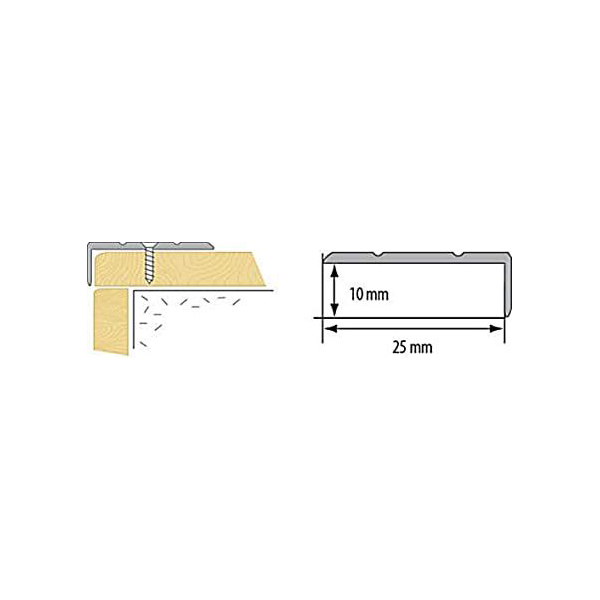 Aluminium Non Slip Stair Edge Nosing Rubust Trim Drilled