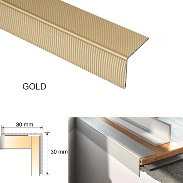 Aluminium Self Adhesive Stairs Nosing For Tile And Carpet Treads