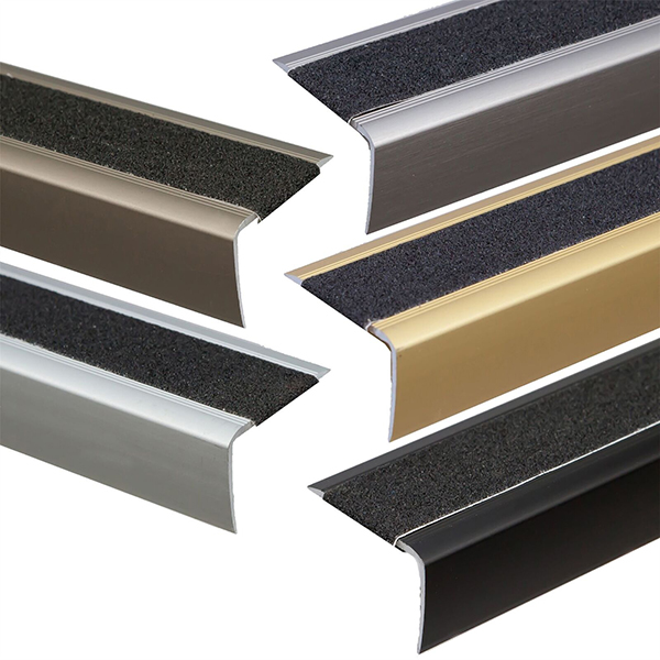 Anodised Aluminium Stairs Nosing Edge Trim With Anti-Slip Tape