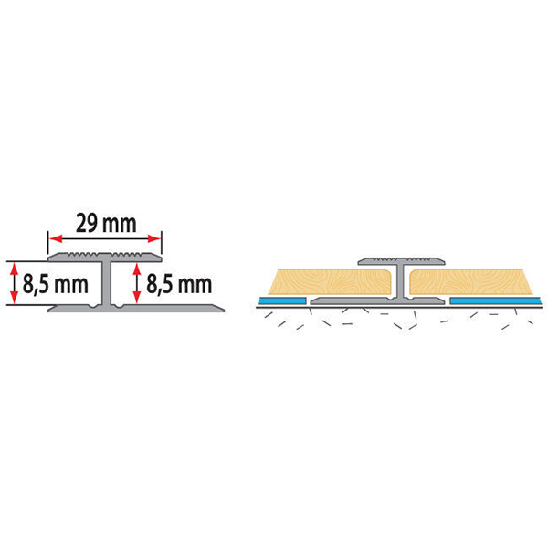 Aluminium Wood Effect Door Bar Threshold Floor Trim Laminate Connector