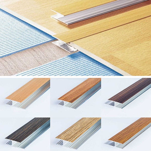 Aluminium Wood Effect Door Bar Threshold Floor Trim Laminate Connector