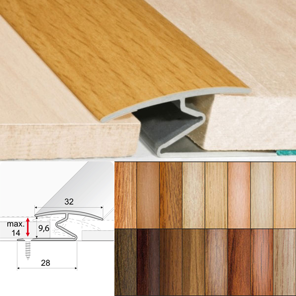 Door Thresholds For Vinyl, Carpet, Laminate, Wooden Floors Aluminium Wood Effect