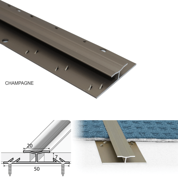 Twin Grip Carpet Profile 18um thick coating Aluminum