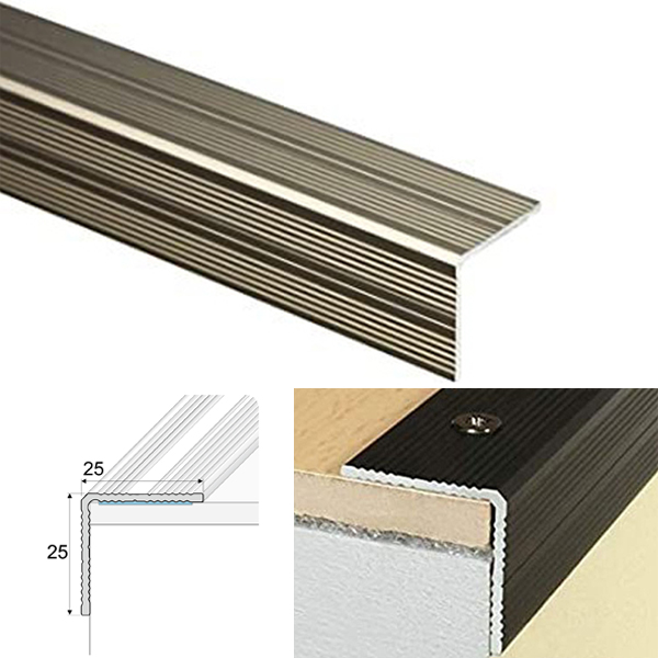 Self Adhesive Anodised Aluminium Anti Non Slip Stair Nosing Edge Trim