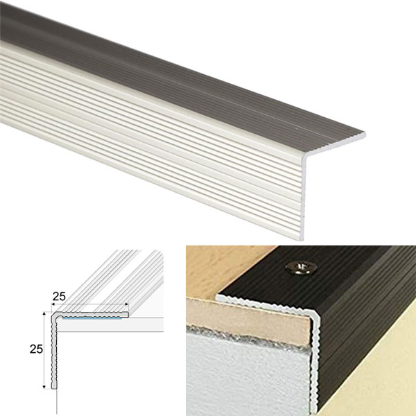 Self Adhesive Anodised Aluminium Anti Non Slip Stair Nosing Edge Trim