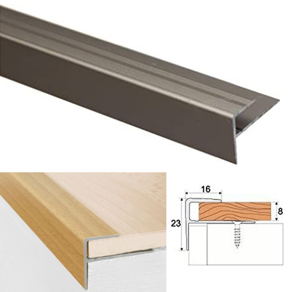 Anodised Aluminium Carpet Profile Edge Nosing Cover Strip