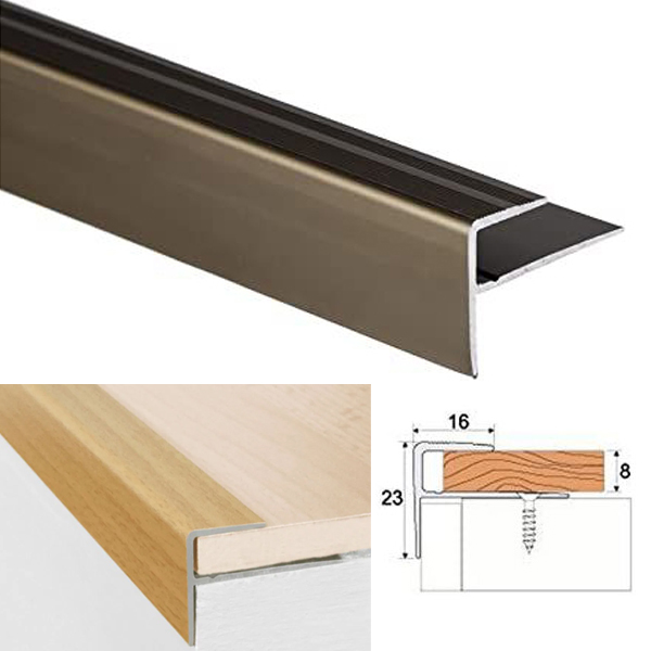 Anodised Aluminium Carpet Profile Edge Nosing Cover Strip