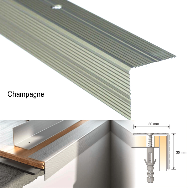 Anti Slip Anodised Aluminium Ribbed Treads Stair Nosing Edge Trim