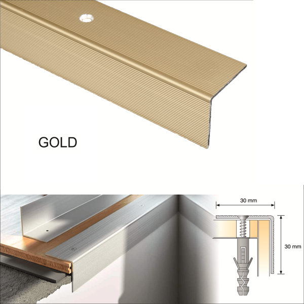 Anti Slip Anodised Aluminium Ribbed Treads Stair Nosing Edge Trim