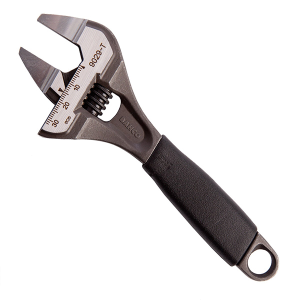 Non-Slip Thermoplastic Grip Handle Bahco Adjustable Wrench 6 Inches - 32mm Extra Wide Slim Jaw Capacity