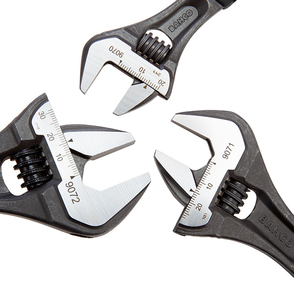 Bahco Oil-Resistant Rubber Handle Adjustable Wrench Set of 3