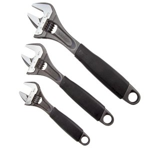 Bahco Oil-Resistant Rubber Handle Adjustable Wrench Set of 3