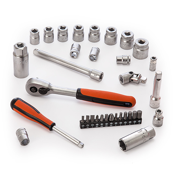 Bahco Metric Socket Set and Ratchet Square Drive (34 Piece) 