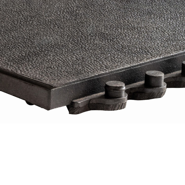 Black Plain Rubber Solid Top Interlock Floor Protection Mat - 100% Nitrile