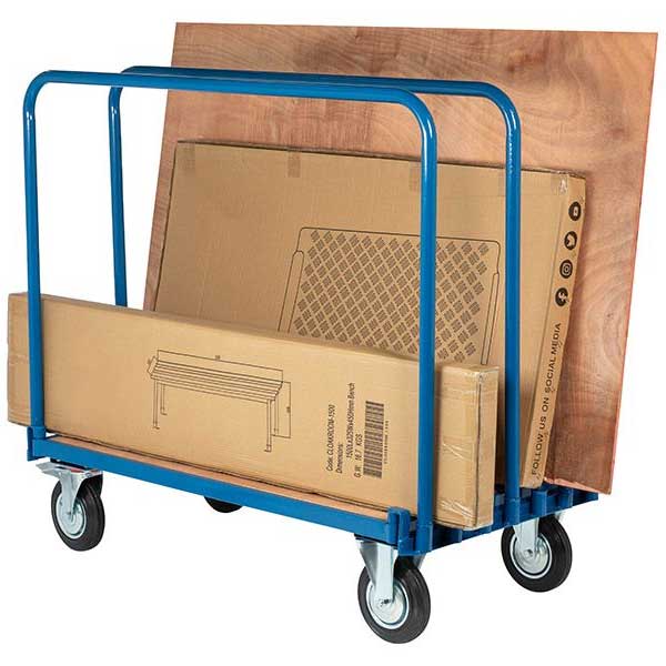 Blue Sheet Material Trolley With Solid Rubber Wheel- 500kg Capacity