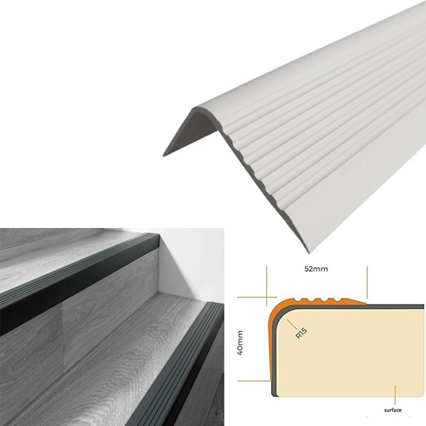 Bullnose Non Slip Stair Nosing 52mm x 40mm PVC Rubber Angle Step Edge