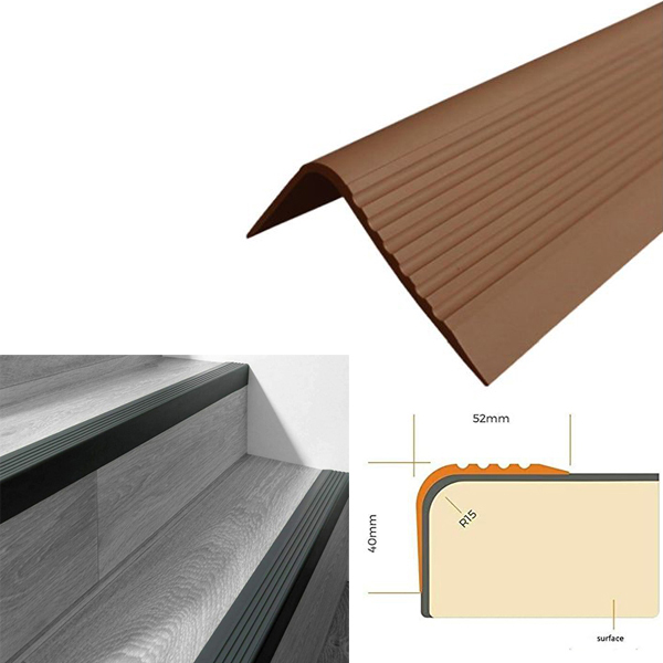 Bullnose Non Slip Stair Nosing 52mm x 40mm PVC Rubber Angle Step Edge