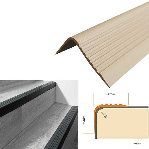 Bullnose Non Slip Stair Nosing 52mm x 40mm PVC Rubber Angle Step Edge