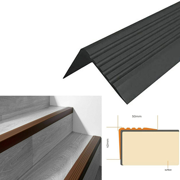 Bullnose Stair Nosing 50mm x 42mm Non Slip Rubber Angle Step Edge