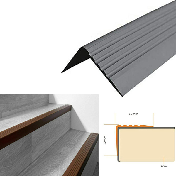 Bullnose Stair Nosing 50mm x 42mm Non Slip Rubber Angle Step Edge