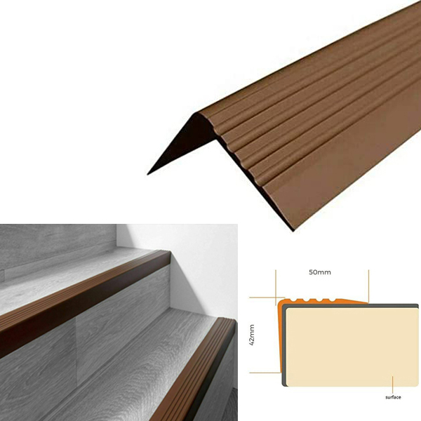 Bullnose Stair Nosing 50mm x 42mm Non Slip Rubber Angle Step Edge