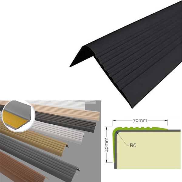 Bullnose Stair Nosing 70mm x 40mm Anti Slip Rubber Angle Step Edge Stair Nosing