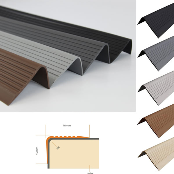 Bullnose Stair Nosing 70mm x 40mm Non Slip PVC Rubber Angle Step Edge