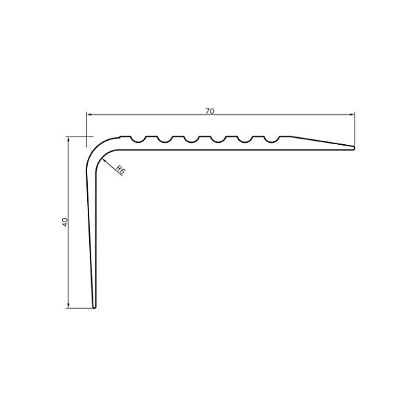 Bullnose Stair Nosing 70mm x 40mm Non Slip PVC Rubber Angle Step Edge