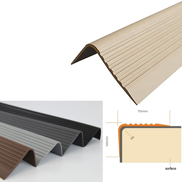 Bullnose Stair Nosing 70mm x 40mm Non Slip PVC Rubber Angle Step Edge