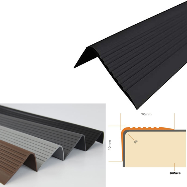 Bullnose Stair Nosing 70mm x 40mm Non Slip PVC Rubber Angle Step Edge