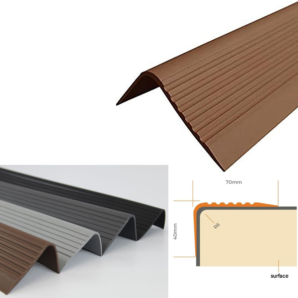 Bullnose Stair Nosing 70mm x 40mm Non Slip PVC Rubber Angle Step Edge