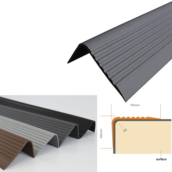 Bullnose Stair Nosing 70mm x 40mm Non Slip PVC Rubber Angle Step Edge