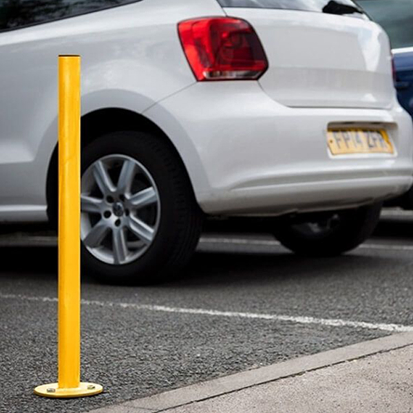 Yellow Fixed Parking Security Post Barrier